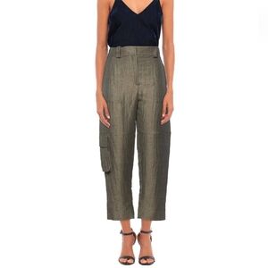 ELEVENTY olive green linen cargo pants in size 42 (US 12)